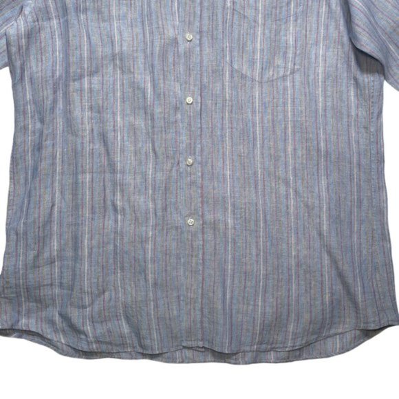 Paul & Shark Slate Blue Linen Button Front Shirt - Picture 4 of 14